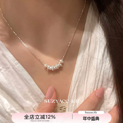suzyacc kr法式极简淡水珍珠纯银项链轻奢小众气质高级感颈链