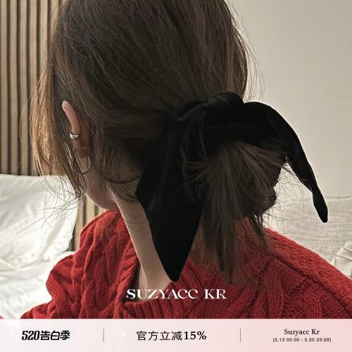 suzyacc kr甜美法式复古丝绒蝴蝶结发圈低调百搭高级感气质头绳