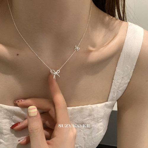 suzyacc kr纯银蝴蝶结项链2026新款甜美ins简约小众高级感锁骨链
