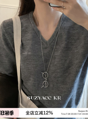 suzyacc kr小众设计感极简眼镜毛衣链独特个性高级百搭通勤长项链