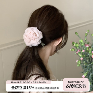 suzyacc kr仙气花朵珍珠串珠发圈手环两戴小清新简约百搭高级发饰