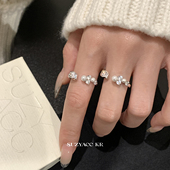 suzyacc kr气质高级仿珍珠合成锆石开口戒指轻奢小众设计感食指戒