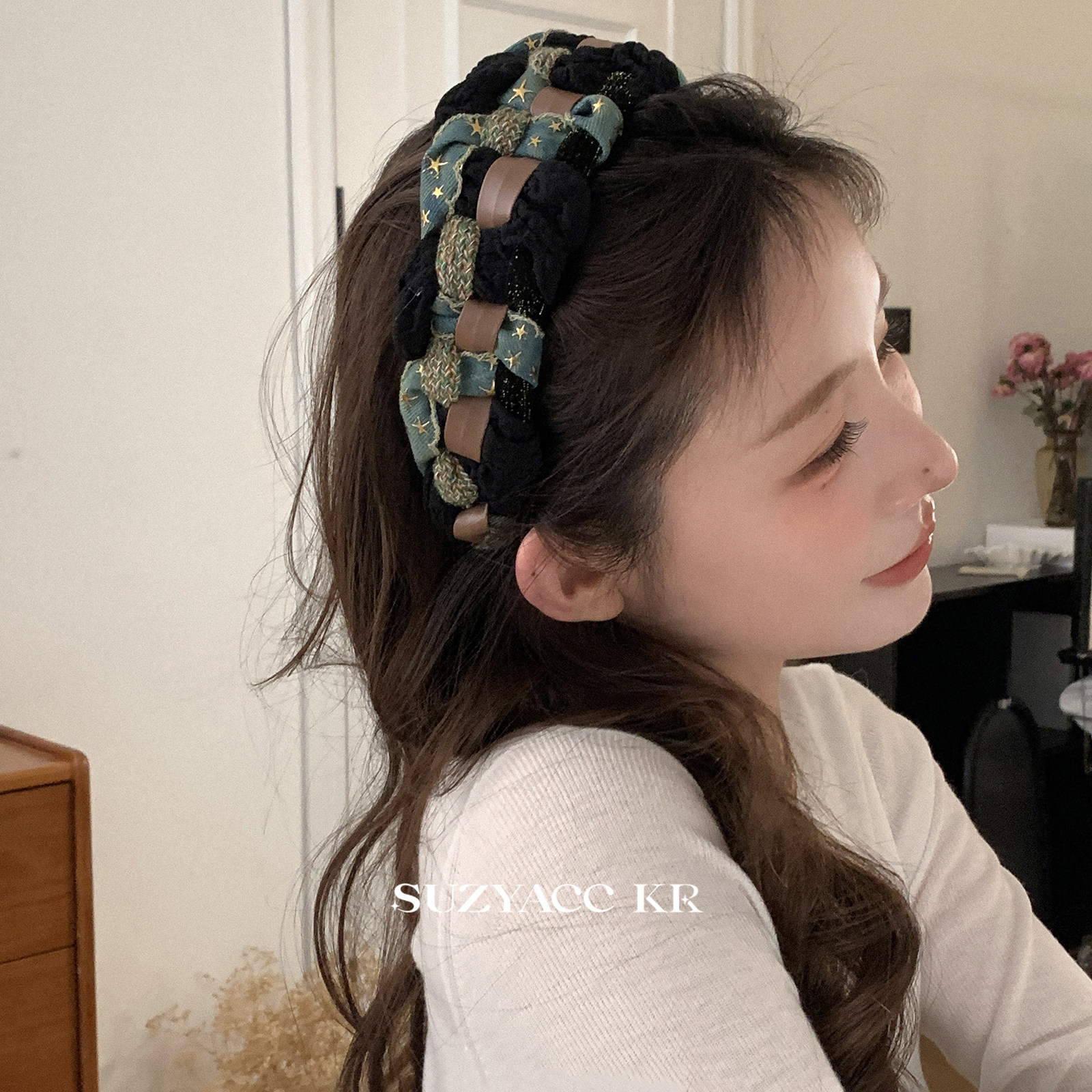 suzyacc kr高颅顶牛仔星星麻花发箍女2026新款小众设计感发卡头箍
