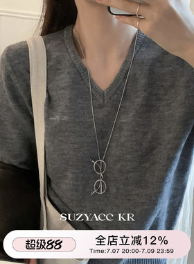 suzyacc kr小众设计感极简眼镜毛衣链独特个性高级百搭通勤长项链