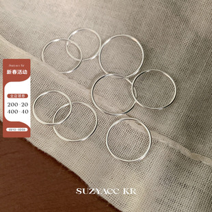 suzyacc kr极简风素圈纯银戒指ins小众高级感尾戒百搭叠戴食指戒