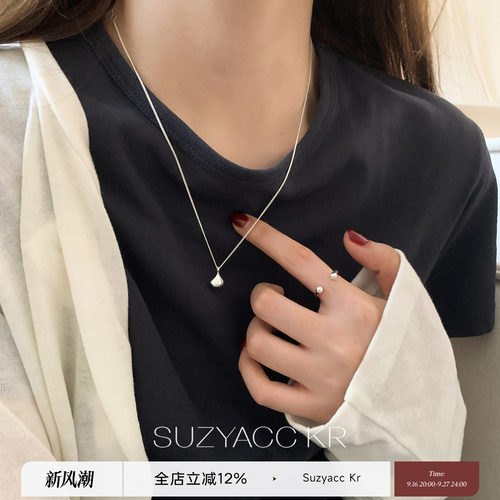 suzyacc kr小众设计水滴吊坠纯银长项链极简风百搭高级感毛衣链