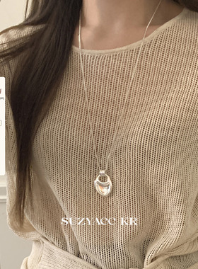 suzyacc kr小众设计感几何吊坠毛衣链极简风百搭高级感t恤长项链