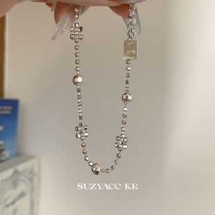 kr简约设计纯银镭射珠花朵手链女超仙小众轻奢高级感手饰 suzyacc