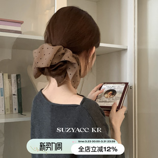 suzyacc 复古气质小众扎头发皮筋温柔头绳 kr波点四角方巾发圈法式