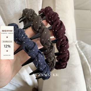 suzyacc 复古小众设计感洗脸头箍 kr波点扭结倒插梳发箍女2025新款