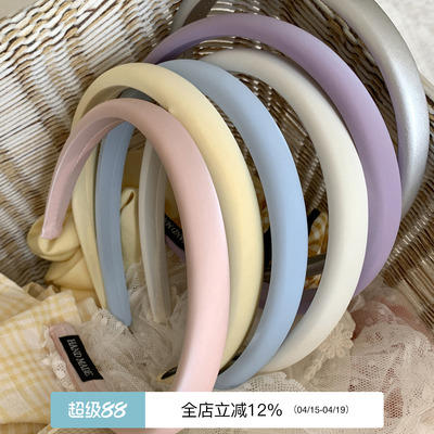 suzyacc kr哑光马卡龙色系海绵细发箍温柔气质小众高级感洗脸头箍