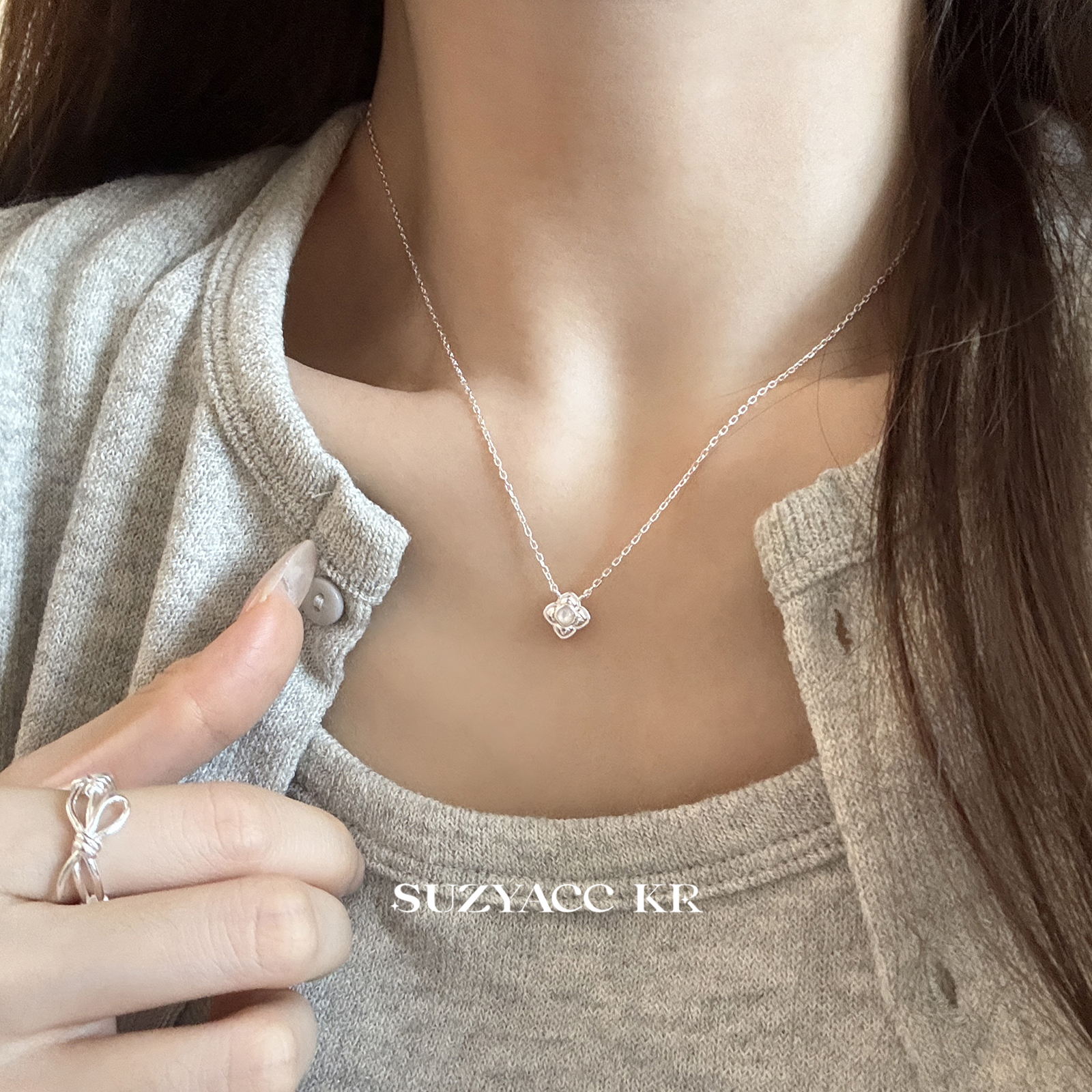 suzyacc kr简约纯银四叶草项链女款2025新款高级感轻奢小众锁骨链
