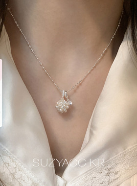 【新品限时2件88折】3.18 10：00珍珠水钻花球项链