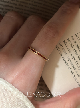 suayacc kr红色滴釉素圈戒指开口显白过年氛围感食指戒高级指环女