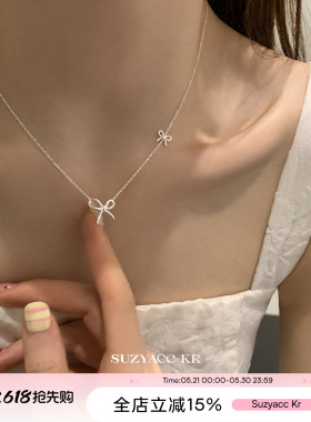 suzyacc kr纯银蝴蝶结项链2026新款甜美ins简约小众高级感锁骨链