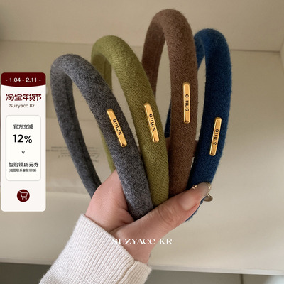 suzyacc kr气质高级金标毛线彩色细发箍2025新款复古百搭通勤头箍