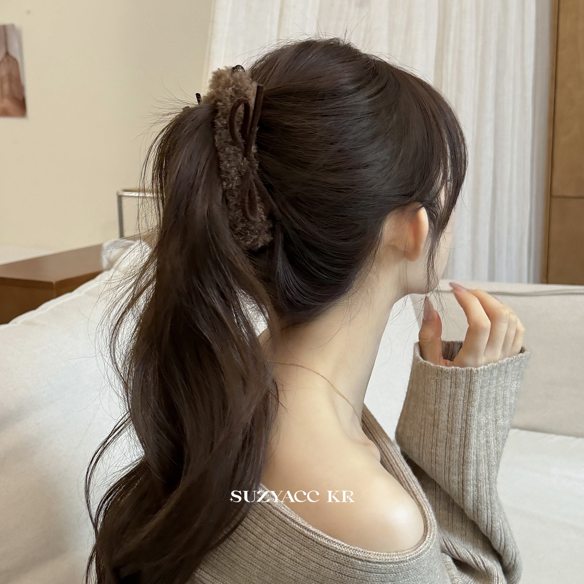 【新品限时2件88折】12.8 0点毛绒蝴蝶结香蕉夹大号马尾夹