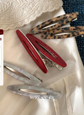 suzyacc kr醋酸板材镂空树叶发夹女2024新款侧边复古小众夹子头饰