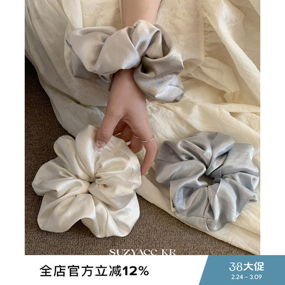 suzyacc kr缎面光泽感大号发圈女低马尾皮筋法式简约高级大肠圈