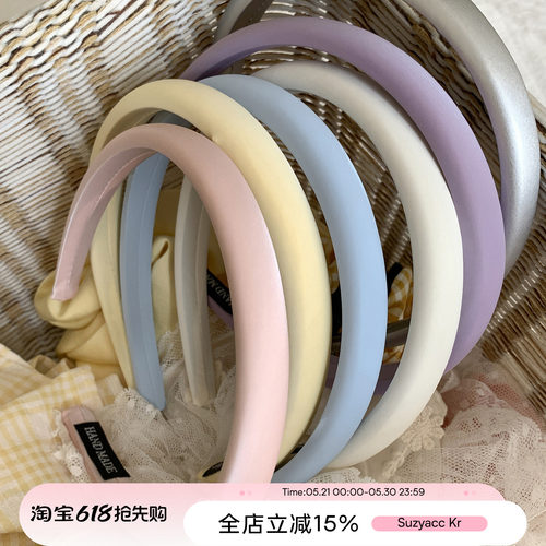 suzyacc kr哑光马卡龙色系海绵细发箍温柔气质小众高级感洗脸头箍