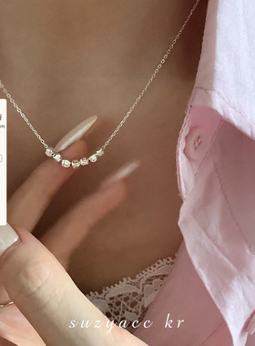 suzyacc kr轻奢小众纯银小方糖冰块项链2024年新款简约秀气锁骨链