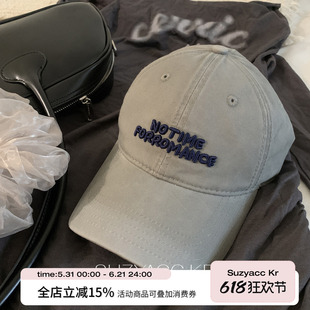 suzyacc kr字母刺绣鸭舌帽简约ins简约个性百搭超出片休闲防晒帽