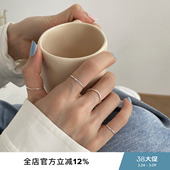suzyacc kr韩国东大门S925银饰ins风单素圈细戒指女纯银光板混搭