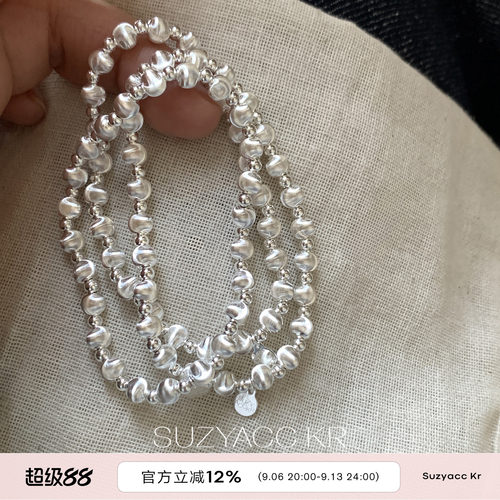 suzyacc kr纯银猫眼珠手链女重工简约小众百搭高级感弹力绳手饰