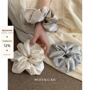 suzyacc kr缎面光泽感大号发圈女低马尾皮筋法式简约高级大肠圈