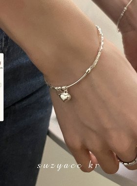 简约纯银爱心碎银手链