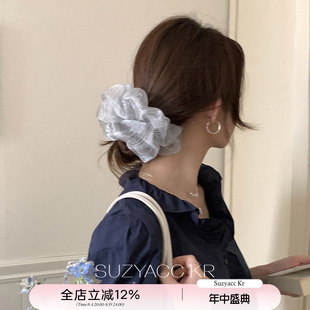 suzyacc kr云朵泡泡纱细闪发圈小清新简约高级感低马尾皮筋头绳女