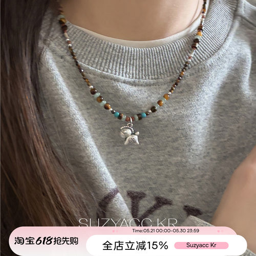 suzyacc kr本命年饰品足银原石小马长项链百搭轻奢小众复古毛衣链