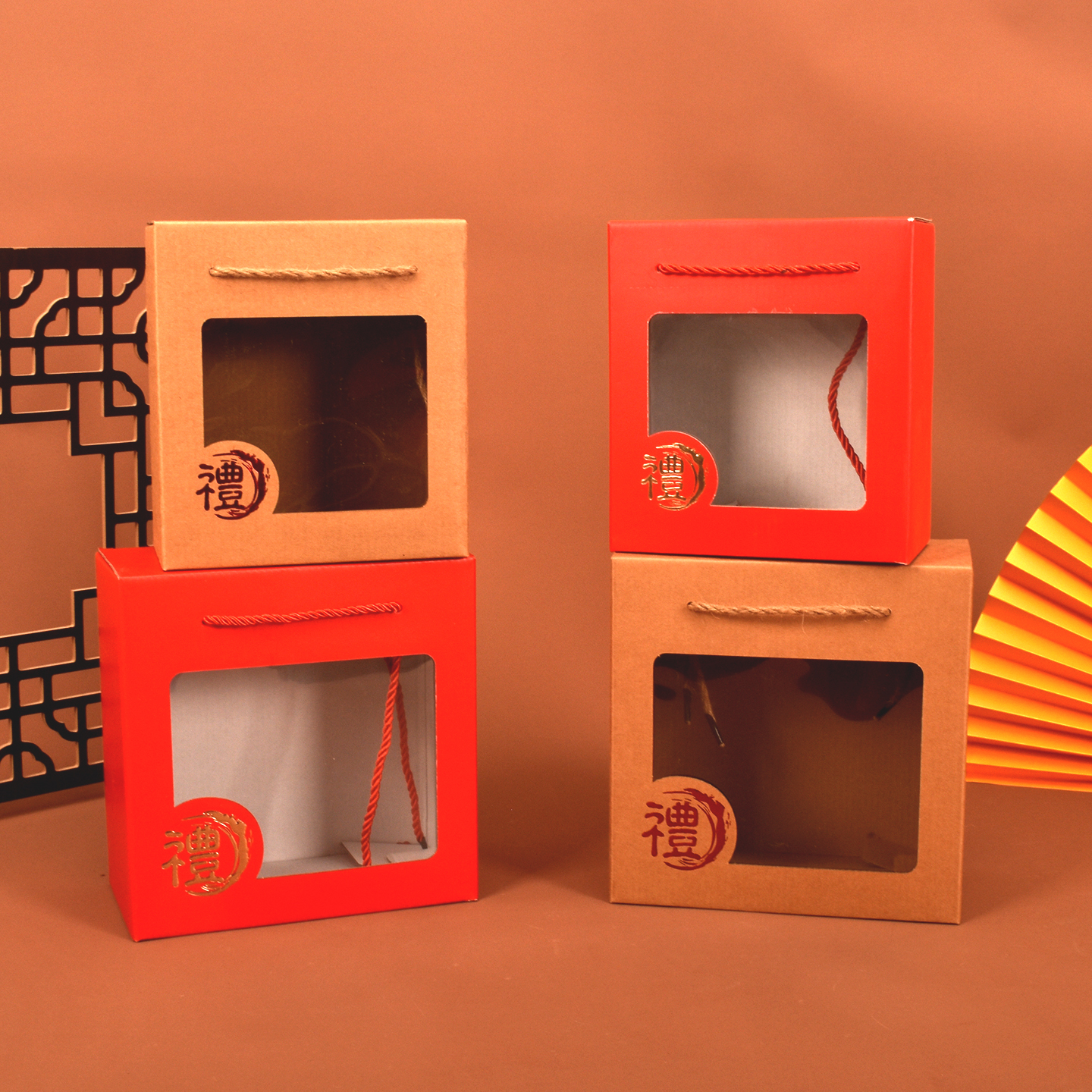 通用礼品盒红色牛皮纸加厚包装盒