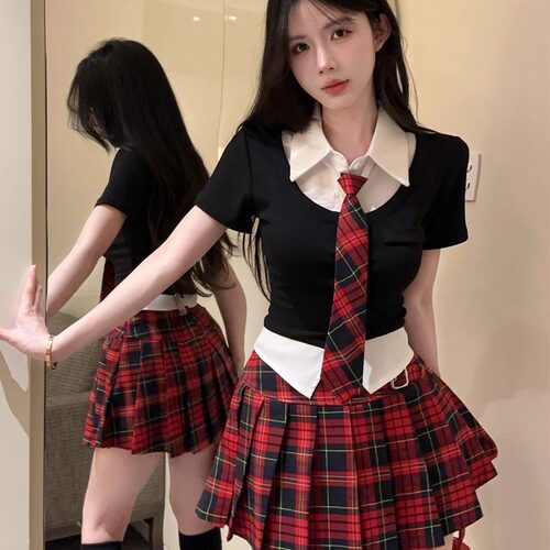 夏季学院风jk制服甜辣妹修身上衣