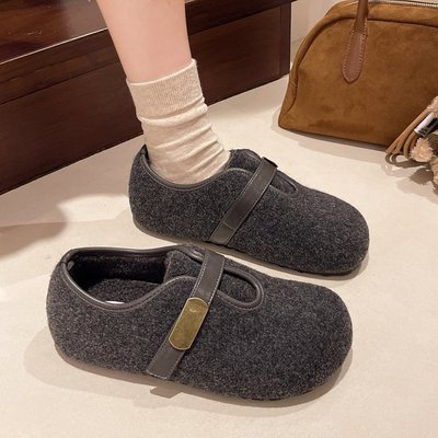 魔术贴加绒内增高玛丽珍鞋女