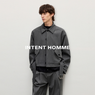 INTENT 可收束飘带风衣夹克/短宽休闲翻领版型多形态静奢风外套秋