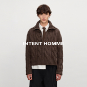 INTENT 浮雕绞花粗针多造型毛衣 美利奴羊毛混纺短宽廓形复古老钱