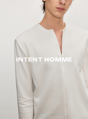 INTENT 无领弹力修身长袖打底/可机洗棉氨设计感中缝结构舒适百搭