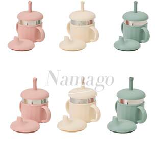 日本直邮阿卡酱宝宝吸管杯鸭嘴杯l两用不锈钢学饮杯双耳220ml水壶