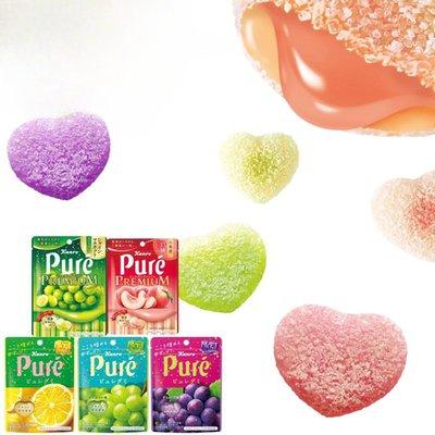 日本直邮Kanro甘乐心形水果软糖葡萄青提白桃柠檬菠Pure糖果零食