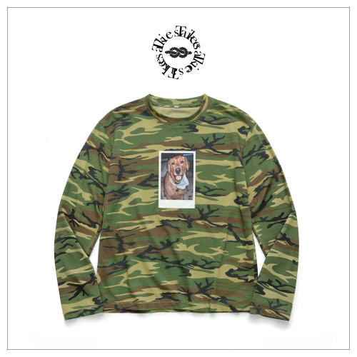 Tiesake 迷彩拍立得狗狗印花长袖 Dog Murderer Painting Shirt
