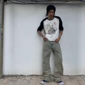 vintage男女同款 Tiesake吴氏太极拳插肩复古洗水做旧七分袖 长袖