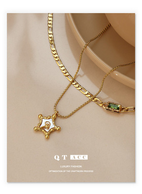 欧美跨境法式复古小众轻奢感时尚白色贝壳星星海边项链锁骨链