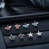 不规则镶钻五角星耳钉男轻奢感耳饰女小众潮流时尚 百搭款 饰品