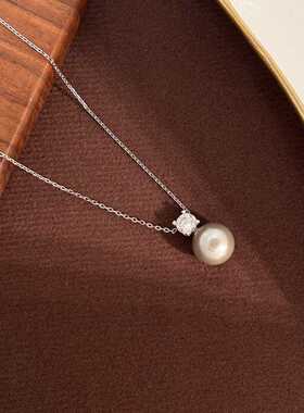 法式感珍珠项链ins风轻奢颈链镶钻简约设计小众锁骨链女