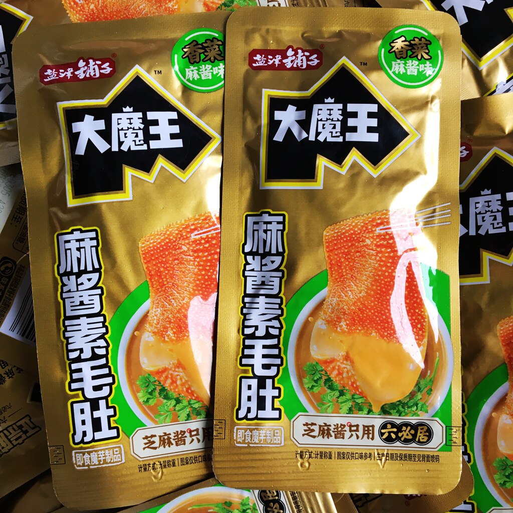 盐津铺子大魔王香菜麻酱味素毛肚芝麻酱味魔芋小零食散称独立包装