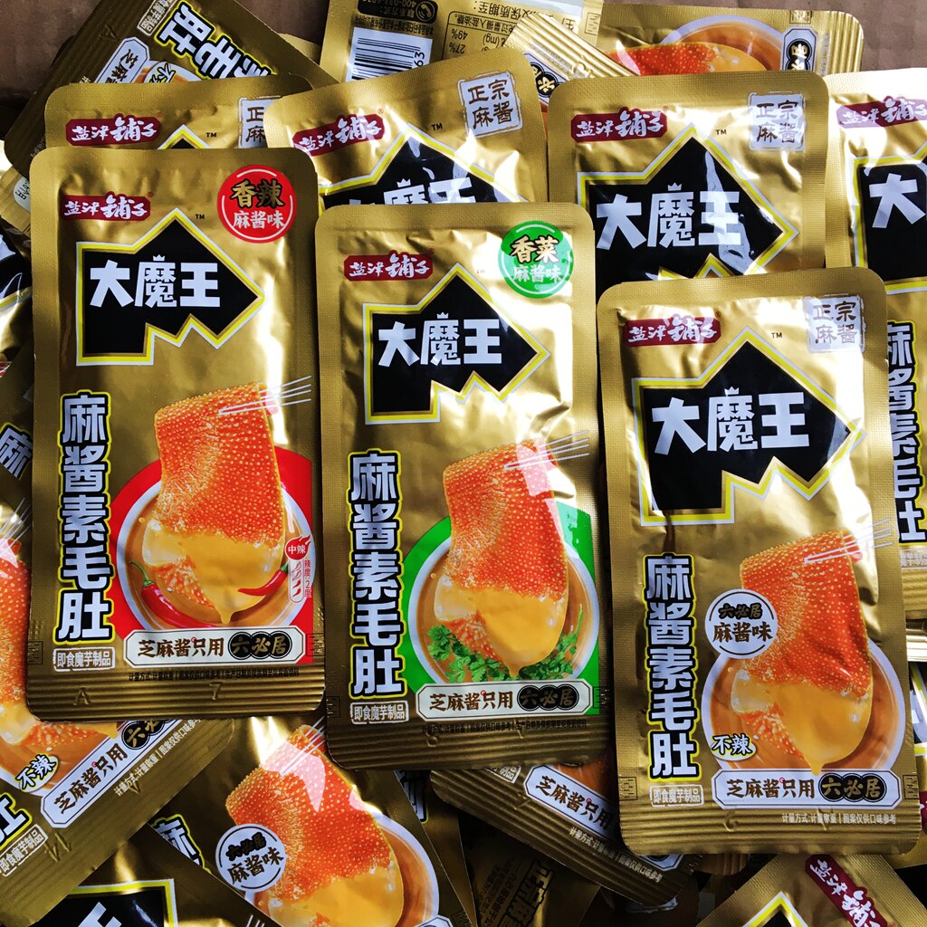 盐津铺子大魔王麻酱素毛肚芝麻酱味香辣香菜味魔芋小零食独立包装