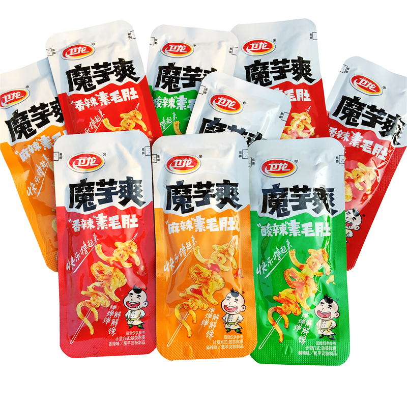 卫龙魔芋爽素毛肚丝香辣麻辣酸辣泡椒味素肉辣条休闲宿舍零食品