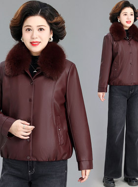 2026冬季新款加绒加厚皮衣外套女