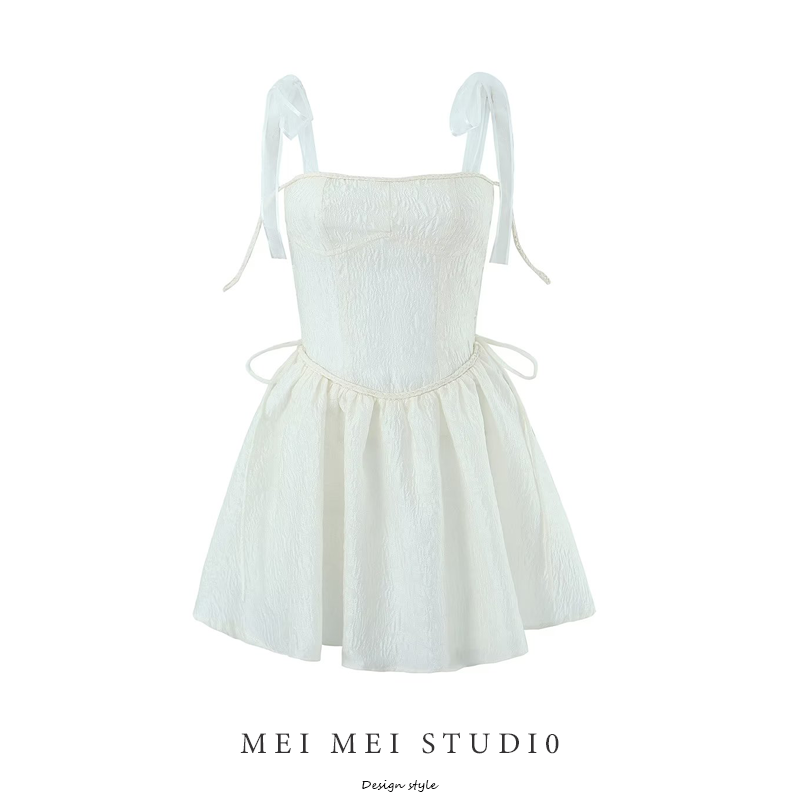 纯欲氛围感小个子连衣裙女夏新款一字肩吊带chic甜辣裙气质仙女裙